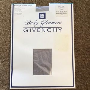 NWT Vintage Givenchy Body Gleamers Superbe Control Top Pantyhose in Silver Fox